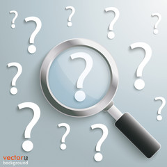 Canvas Print - White Question Marks Loupe