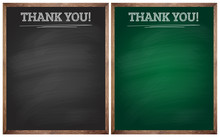 Isolated Thank You Black And Green Blackboards Or Chalkboards