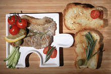 Grilled Meat With Toast Restaurant Serving