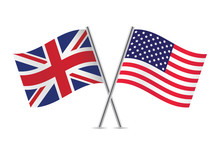 British And American Flags. Vector Illustration.