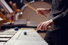 Hands Of Musician Playing The Vibraphone
