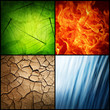 canvas print picture - composition of the four natural elements ( grunge background)