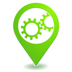 Poster - engrenage sur symbole localisation vert
