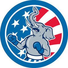 Wall Mural - Republican Elephant Boxer Mascot Circle Cartoon