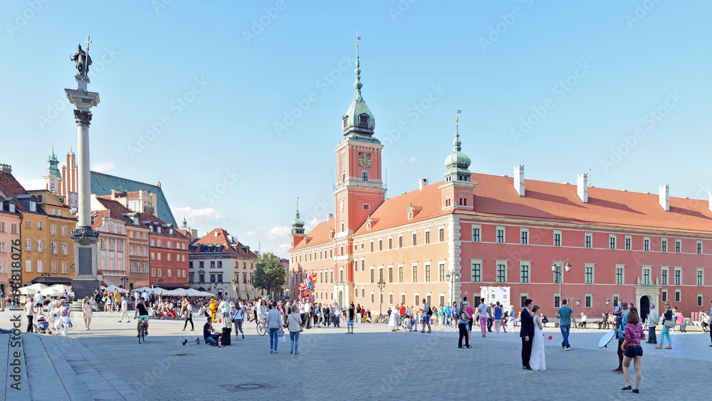 Royal Castle in Warsaw, Poland -Stitched Panorama - obrazy, fototapety, plakaty 