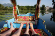 Shikara boat on a lake , Kashmir India