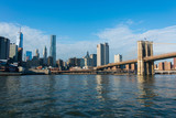 Fototapeta Nowy Jork - Brooklyn bridge in New York on bright summer day