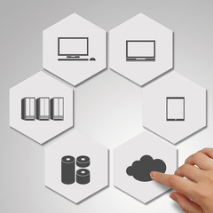 Wall Mural - Businessman working with a Cloud Computing diagram on the new co