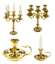 Set With Candle Holders Isolated