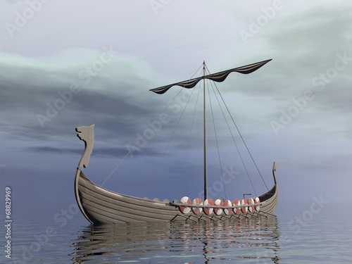 Naklejka samoprzylepna Viking smoki - 3d render
