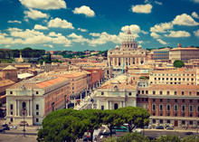 High Point View Over City Of Rome Italy