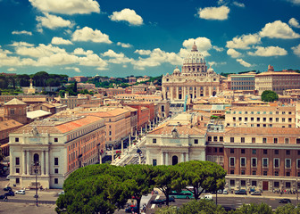 Wall Mural - High point view over city of Rome Italy