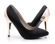 Womens black shoes high heels on white background