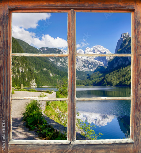 Obraz w ramie Fensterblick Gosausee