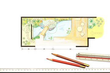 Wall Mural - Water garden design Plan for backyard