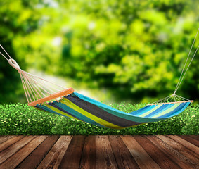 Wall Mural - Relaxing on hammock in garden