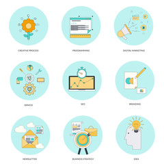 Wall Mural - set of flat line icons