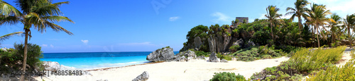 Fotografía panoramique plage et ruines de tulum - Mexique
