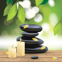 Wall Mural - Vector Beautiful Spa Composition With Zen Stones