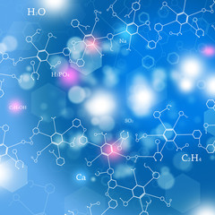 Wall Mural - abstract chemistry blue background