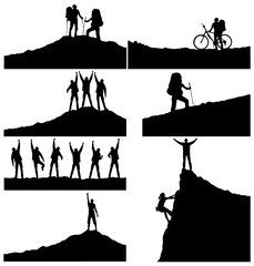 Wall Mural - set of a silhouettes. active life concept