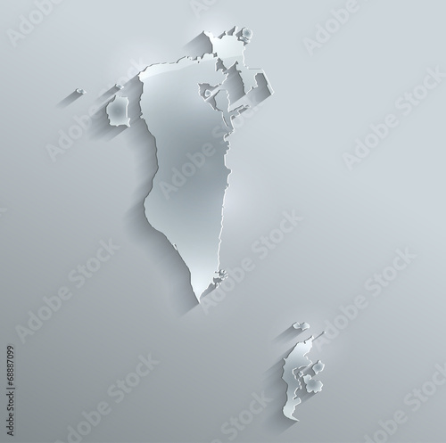 Fényképezés Bahrain map flag glass card paper 3D vector