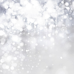 Wall Mural - lights and stars on silver background.