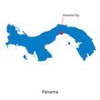 Detailed vector map of Panama and capital city Panama City
