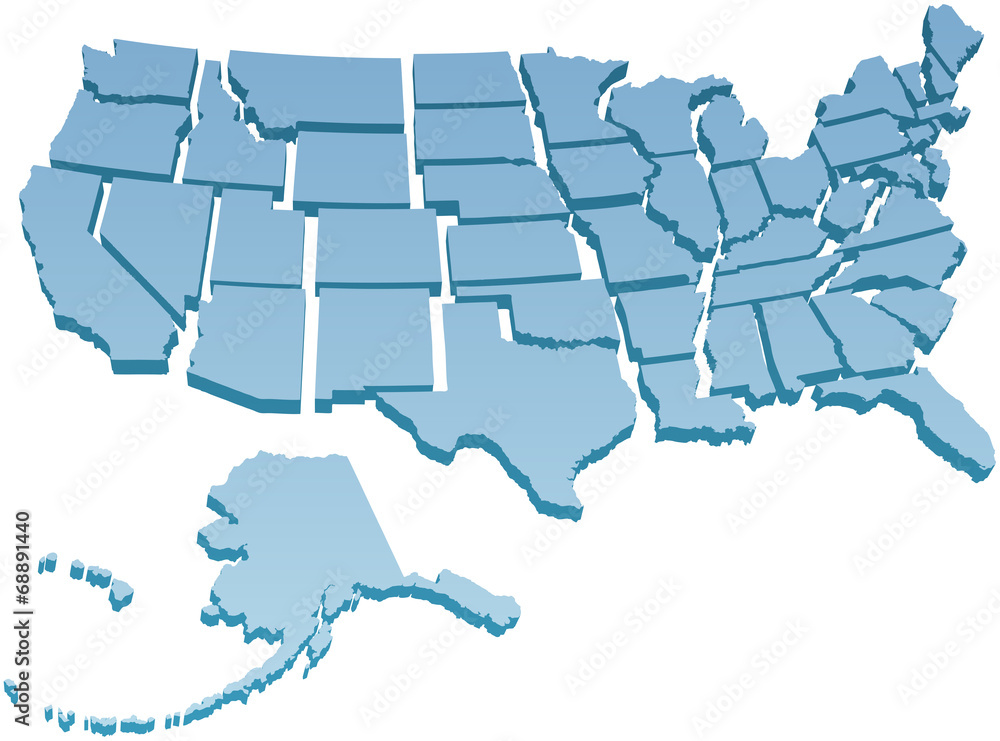 US Map separate United States - obrazy, fototapety, plakaty 