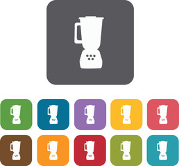 Blender icons set. Rectangle colorful 12 buttons. Illustration e