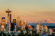 Sunset over Seattle and Mount Rainier