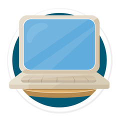Wall Mural - vector laptop flat round icon