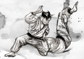 Canvas Print - Judo - an full sized hand drawn illustration