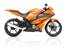 3D Image Of A Orange Modern Motorbike