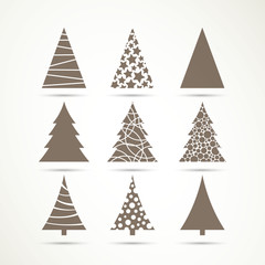 vector illustration of christmas tree icons