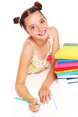 Young girl doing homework