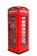 Classic British red phone booth in London, isolated on white