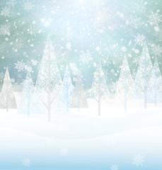 Wall Mural - vector winter snowy background.