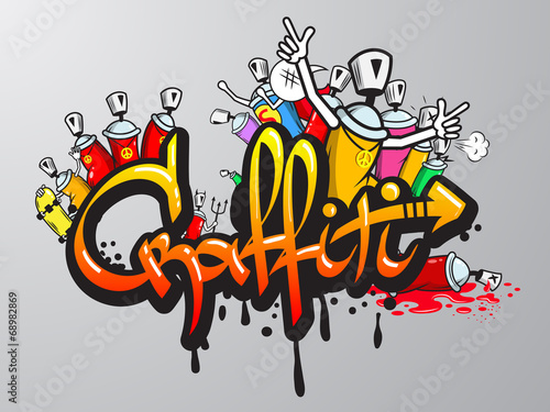 Naklejka - mata magnetyczna na lodówkę Graffiti characters print