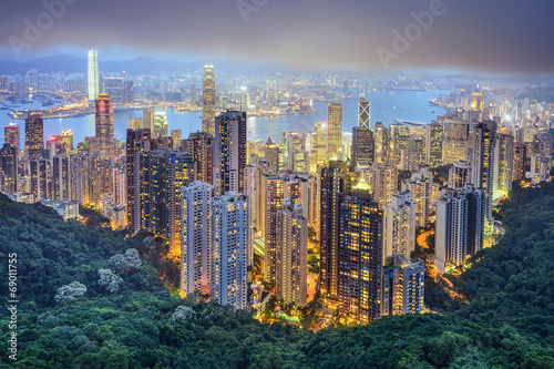 Naklejka samoprzylepna Hongkong, Chiny panoramę miasta