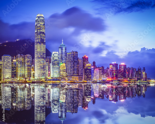 Naklejka samoprzylepna Hongkong, Chiny panoramę miasta