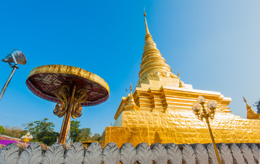 Golden Pagoda in Wat Phra That Chae Haeng Temple, Nan province,