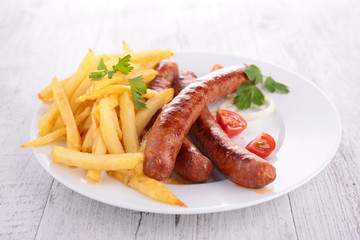 Poster - grilled sausage and fries