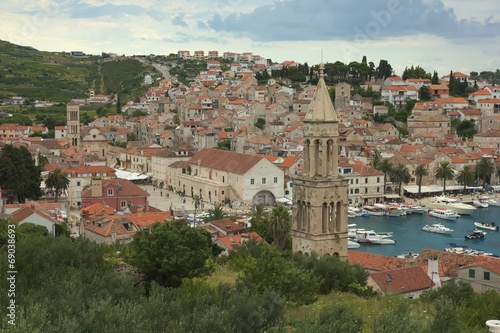Plakat na papierze fotorealistycznym Miasto hvar w Chorwacji.