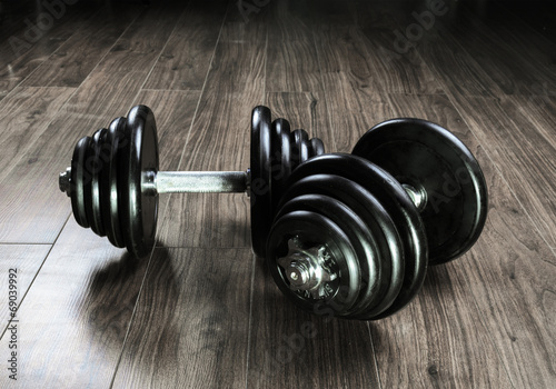 Obraz na płótnie canvas trzyczęściowy "tryptyk" Hantle do fitnessu