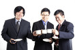 © kungverylucky - Three Asian business man with coffee break having conversation