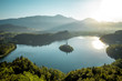 Bird view on Bled lake in Slovenia