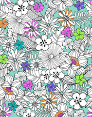 Poster - Cute flowers ~ seamless background