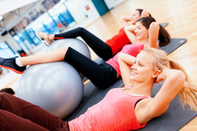 Group Of People Working Out In Pilates Class