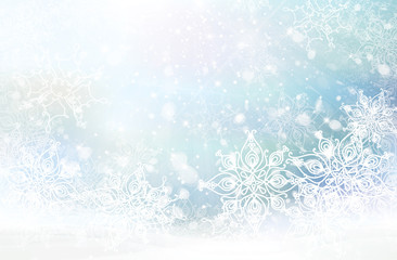 Wall Mural - vector winter snowflakes background.